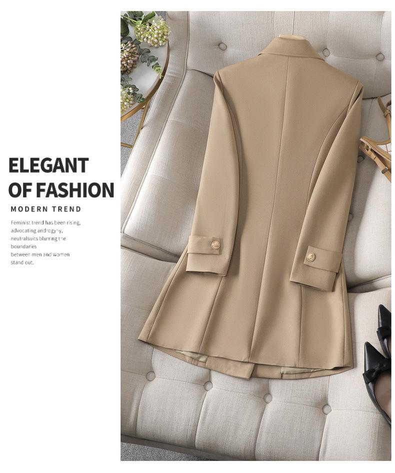 2025 Herbst/Winter Damen Koreanischer Stil Mittellanger Trenchcoat mit Anzugkragen 8620