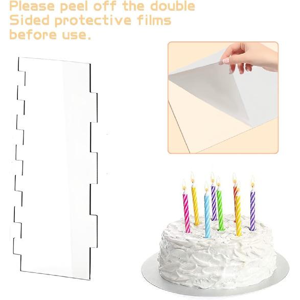 4 Pcs Cake Scraper Set Acrylic Cake Decorating Supplies Large Transparent Cake Smoother for Icing Perfect for Butter Cream Frosting with 7 Different