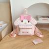 Sweet plaid backpack two-dimensional transparent pain bag cute cotton doll girl going out portable backpack