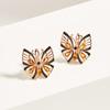 Fancy Butterfly Style  Silver Jewelry Set Earrings Ring Natural Citrine Gemstone Light Luxury Jewelry for Girls Birthday