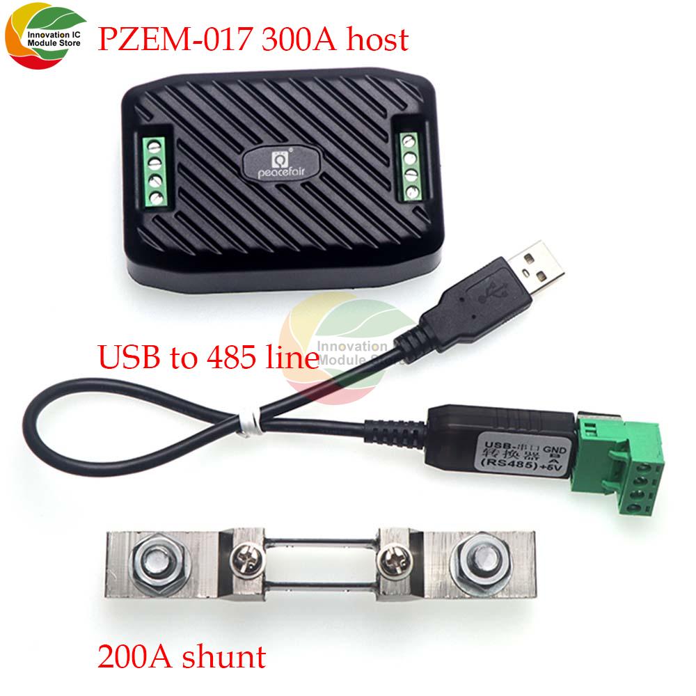 Peacefair Newest PZEM-017 DC 0-300V Voltmeter Ammeter RS485 Modbus Voltage Current Power Energy Meter Electric Watt Meter