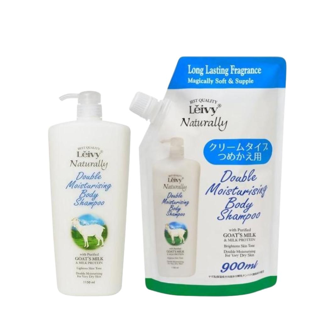 Leivy Body Shampoo Goat Milk Powdery Gentle Fragrance 1150mL  Refill 900mL