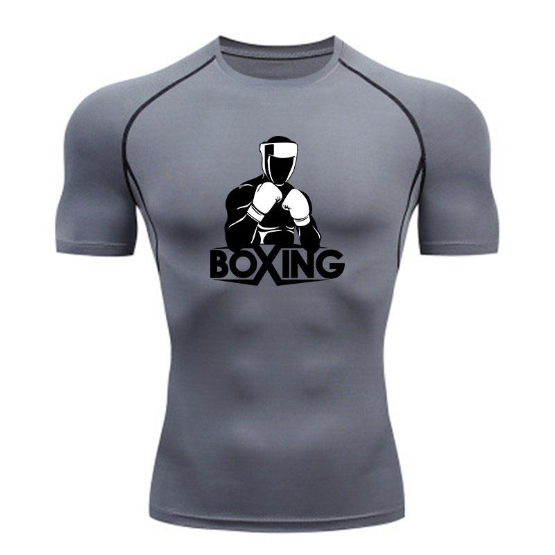 Men's Compression Boxing Graphic Workout T-Shirt, Quick Dry