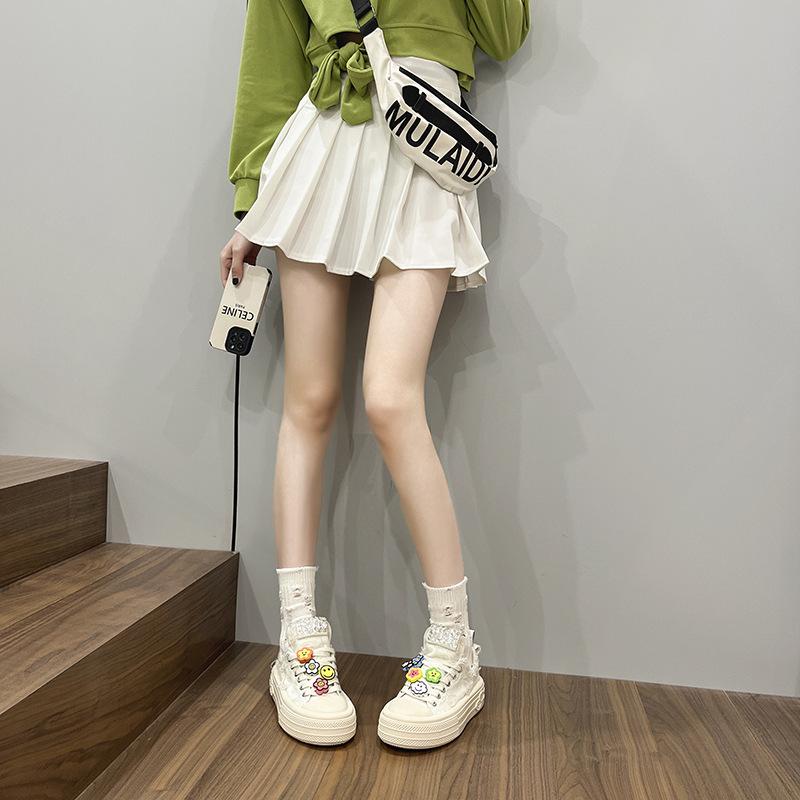 Platform muffin white canvas shoes women's 2025 autumn new small white shoes fashion casual board shoes versatile student tide