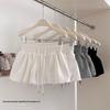 White Flower Bud A-line Skirt Pants for Women - Casual, Versatile, Elastic Mid-Waist, Puffy and Short for Summer