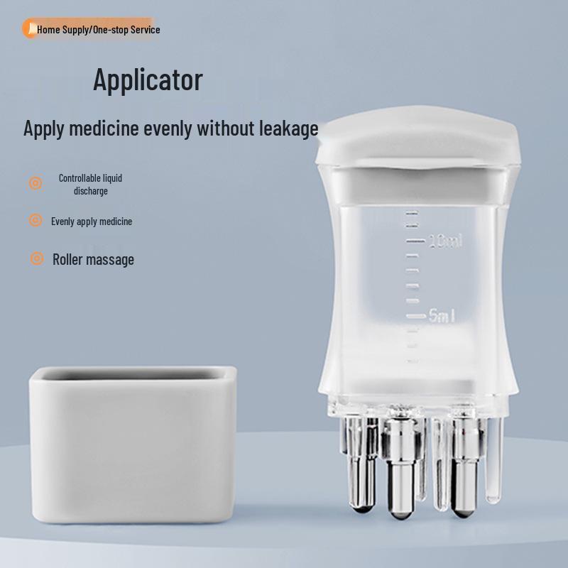 

Портативный ролик для кожи головы с 5 иглами и аппликатор для жидкости для роста волос серый