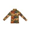 Autumn/Winter Floral Print Long Sleeve Slimming Elegant High Collar Top for Women