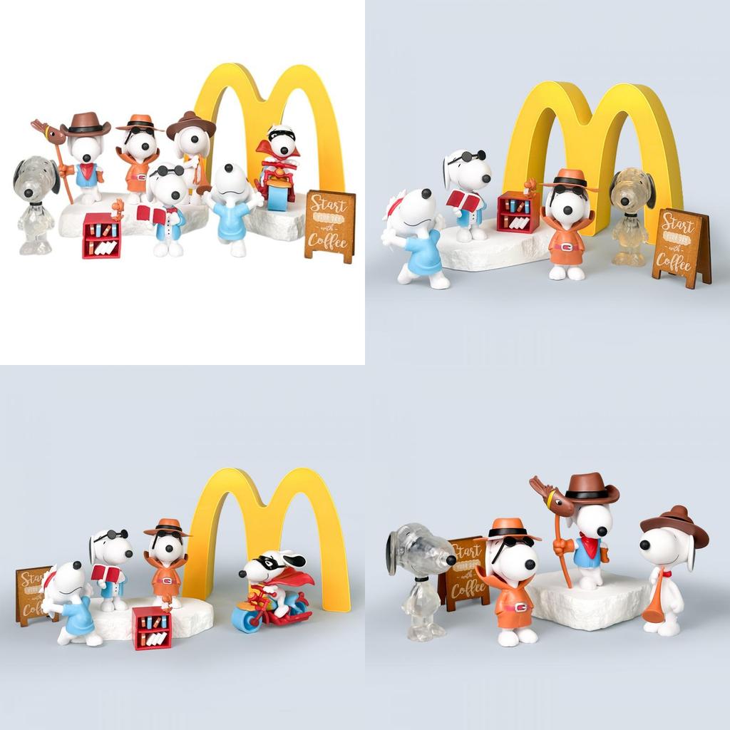 Snoopy Motorcycle Collectible Figurine Pvc Kids Toy With Assembly For Fans