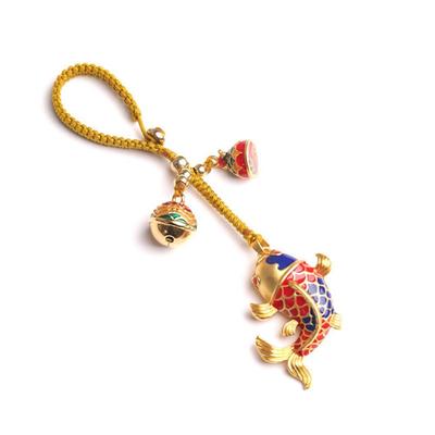 Small Pendant Lucky Fish Keychain Chinese Style Car Key Charms Key Chain Strap Short Lanyard Hand-woven Car Keys Charms