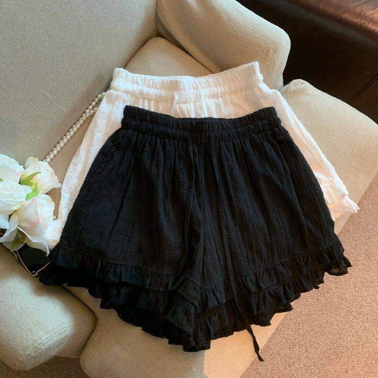 

Autumn Plus Size Lace Hollow Embroidered Wide-Leg Shorts - Women s Slimming New Arrival XL