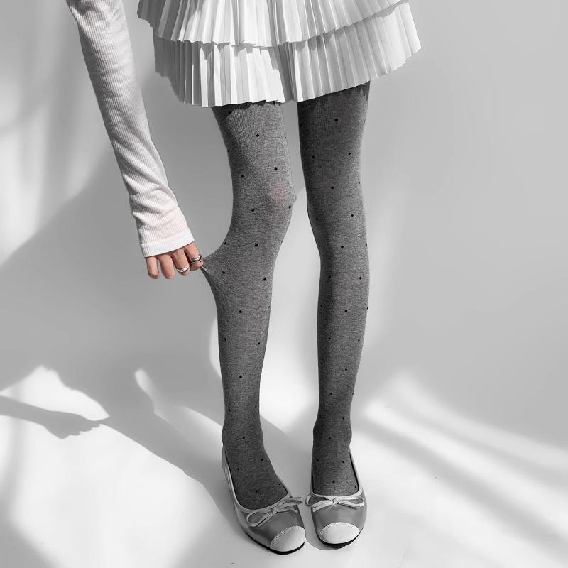Retro Pantyhose Women'S Winter Dot Jacquard Bottom Socks Thick And Warm Outer Leggings Pantyhose Women