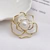 Camellia Flower Pearl Brooch  Luxury Corsage Pin For Women  Scarf Buckle Clothes Corsage Jewelry Accessories