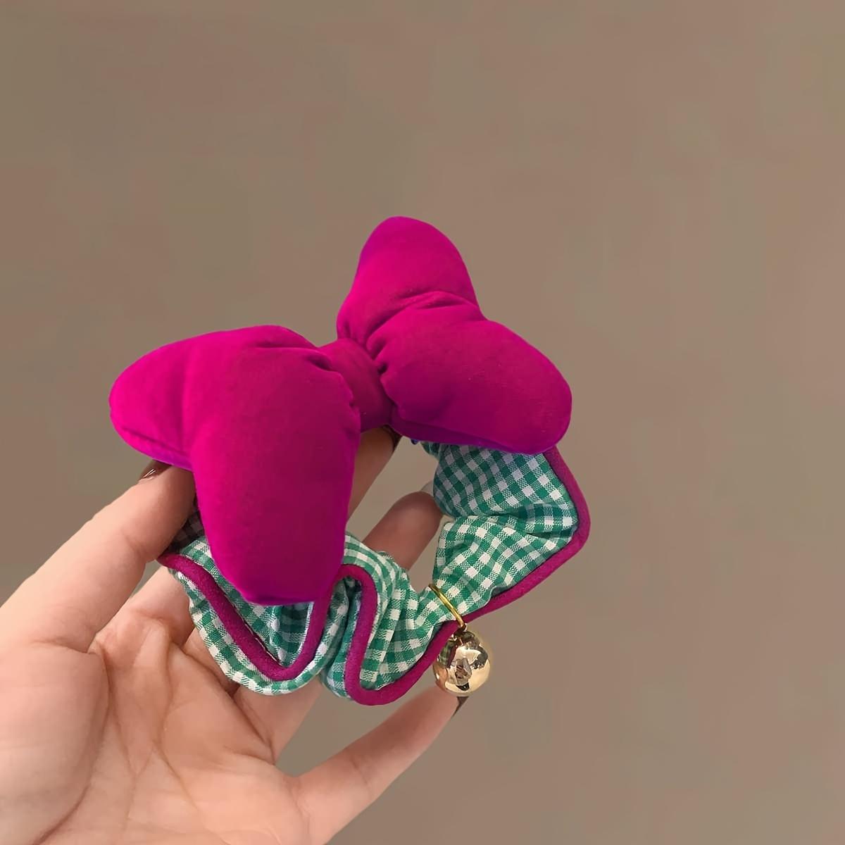 

1 шт. Сливовый соус Красная клетка «Бабочка» Большая резинка для волос Сладкий принцессный колор-блок резинка для волос