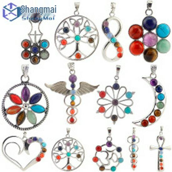 Natural Crystal Seven Chakra Colors Pendulum Pendant for Jewelry, Yoga, Handbags, Clothing, and Decor