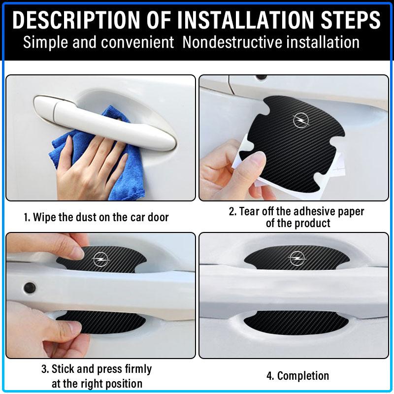 4PCS Carbon Fiber Car Door Handle Protection 3D Sticker Accessories For Opel Astra C G H Insignia J K Zafira B Corsa Vectra C Corsa C