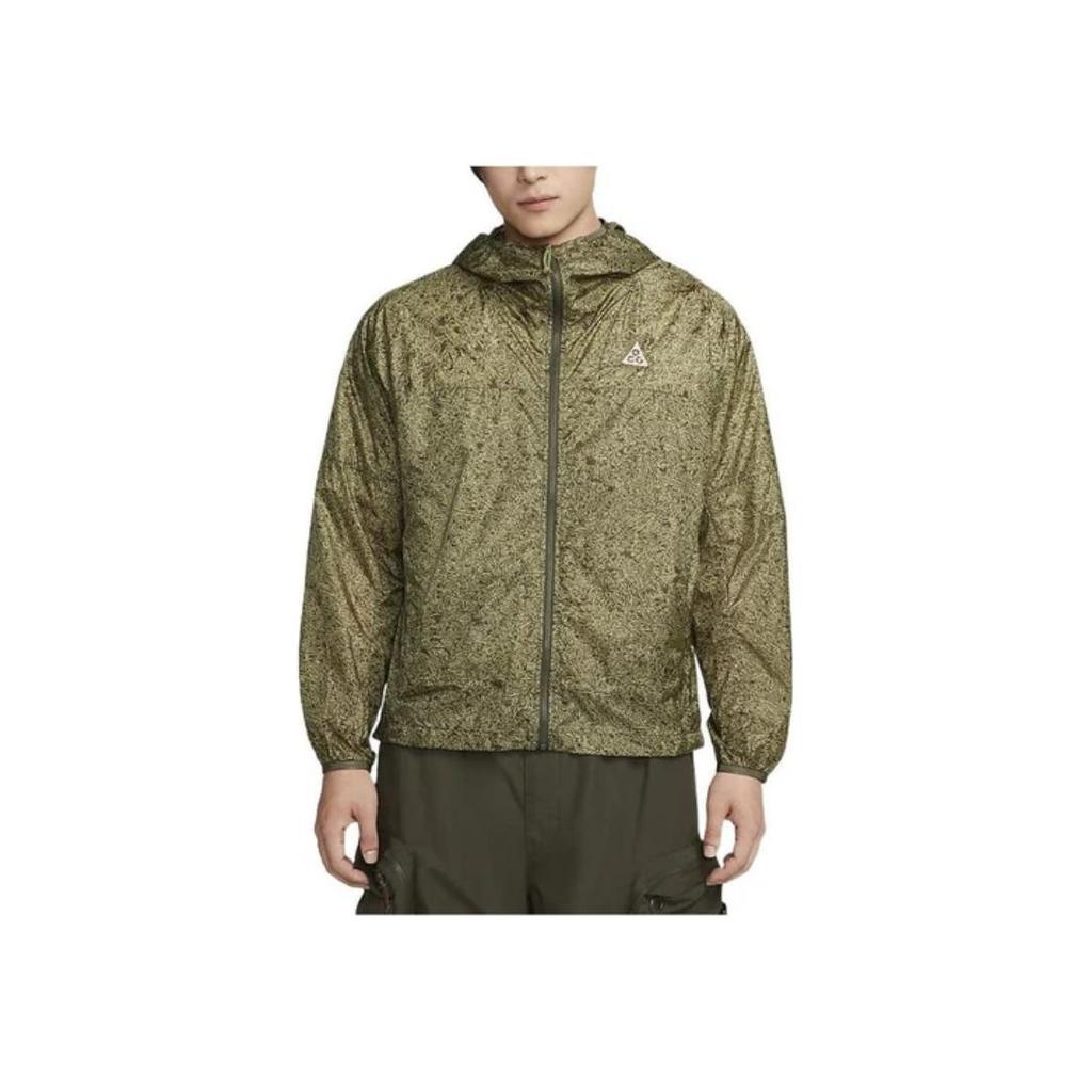 Nike Casual Camouflage Print Long Sleeve Jacket Men Outerwear Khaki DO6269-334