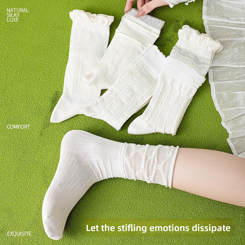 Silk Stockings for Children in Summer Light Style. Long Tube Socks. Odor-resistant, Sweat-absorbent and Breathable.