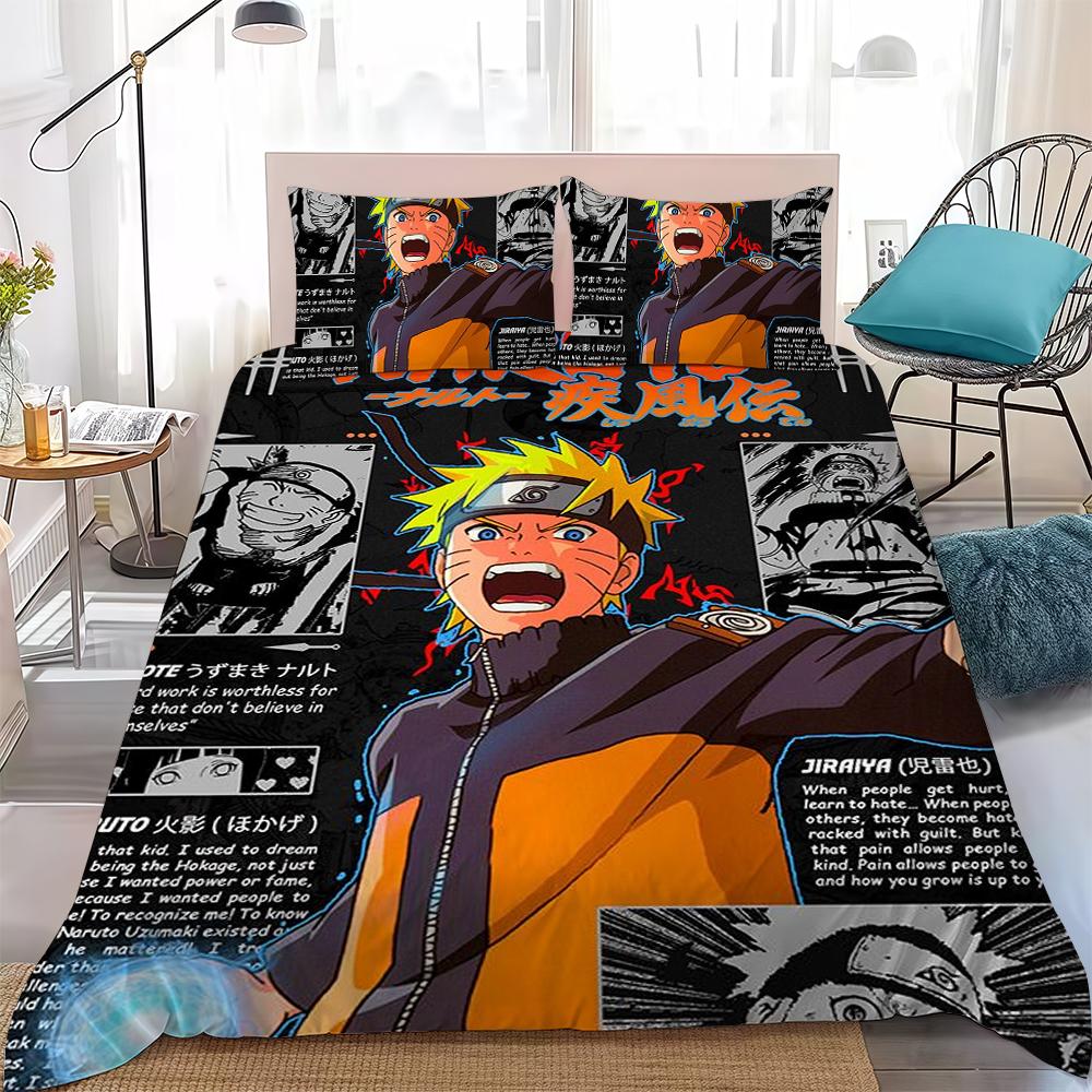 

Anime N-Naruto Duvet Cover Set Home Style Bedding Soft Laundry Cotton Bed 3 Piece Set Student Dormitory Gift 135x200cm