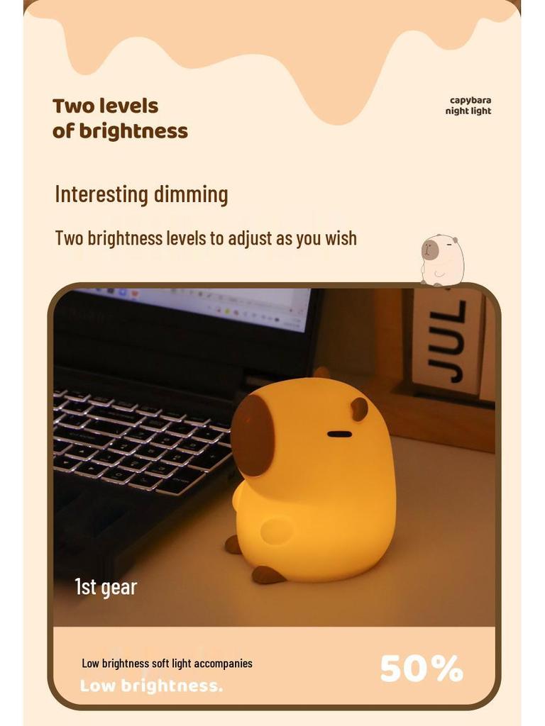 Smart Capybara Night Light: Seven-Color Patting Lamp and Birthday Gift Ornament for Bedroom
