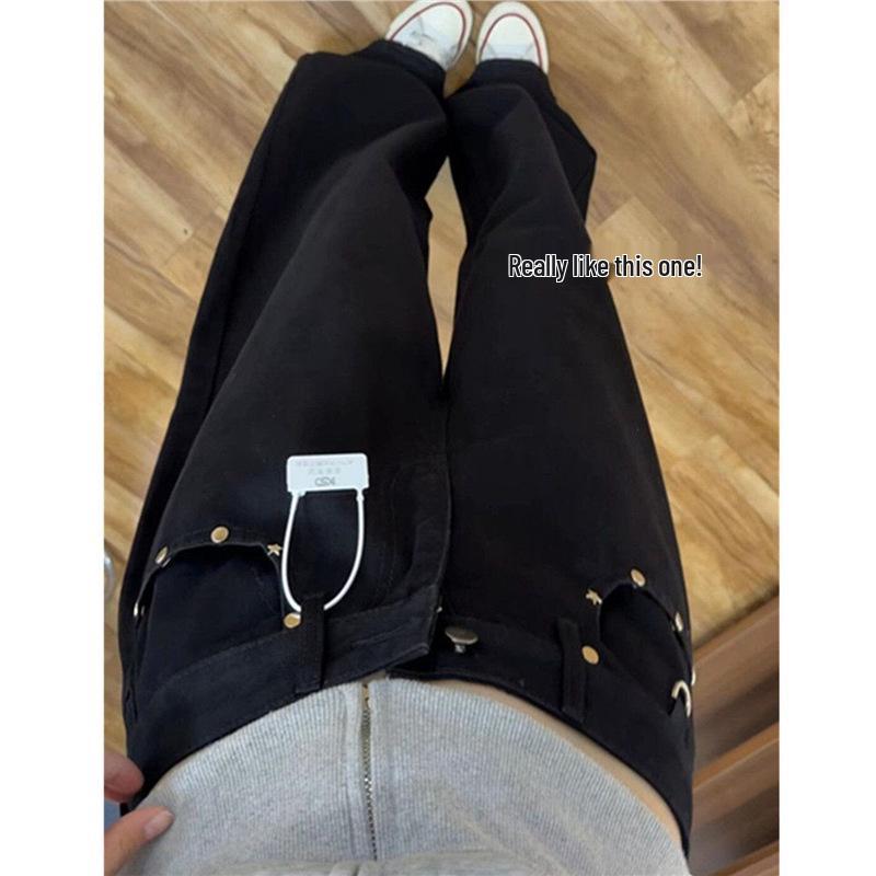 

Black Rivet Women s Retro Wide-Leg Drape Jeans - Slimming, Versatile Floor-Length Hot Girl Pants Small чёрный
