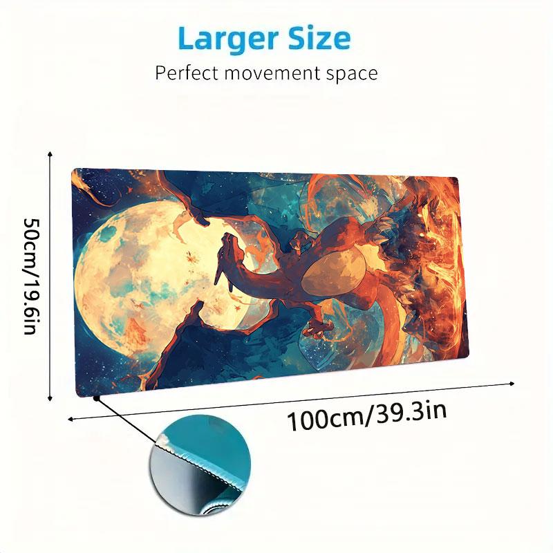 Charmander Mouse Pad, Large Gaming Desk Mat, Non-slip XXL Mousepad for Laptop & Tablet, Mini PC Playmat with Stitched Edges