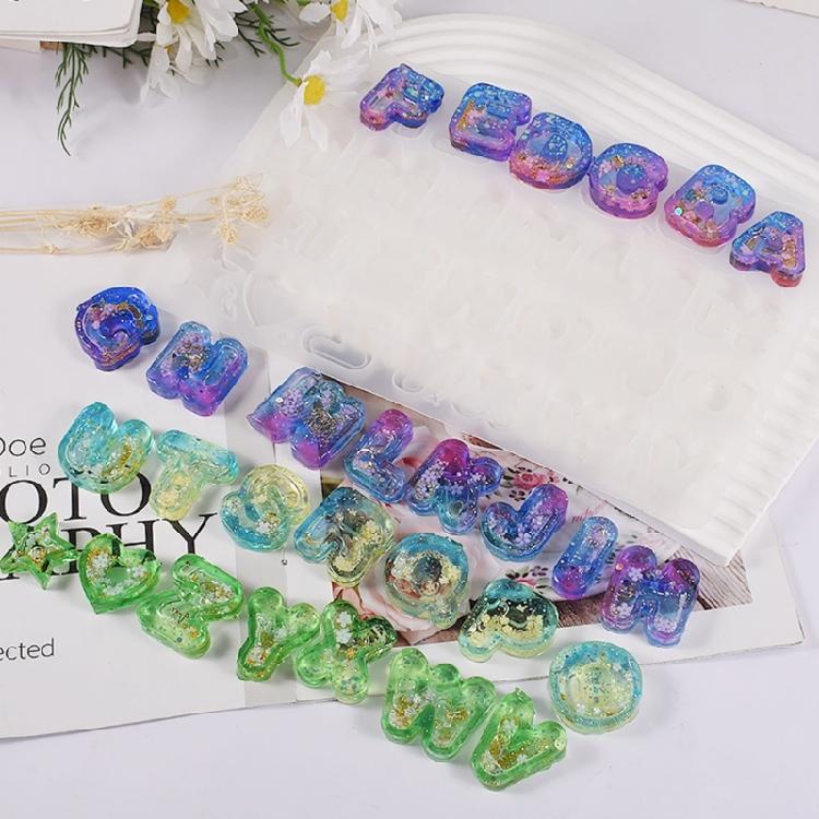 Letter Keychain Mold with Hole Keyring Pendant for Birthday Gift Jewelry Making