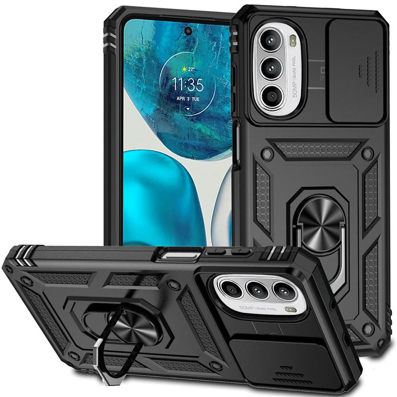 For Motorola G52 G82 Case Shockproof Armor Slide Camera Protect Funda For Moto G52 G82 G 52 82 Magnetic Holder Ring Back Cover