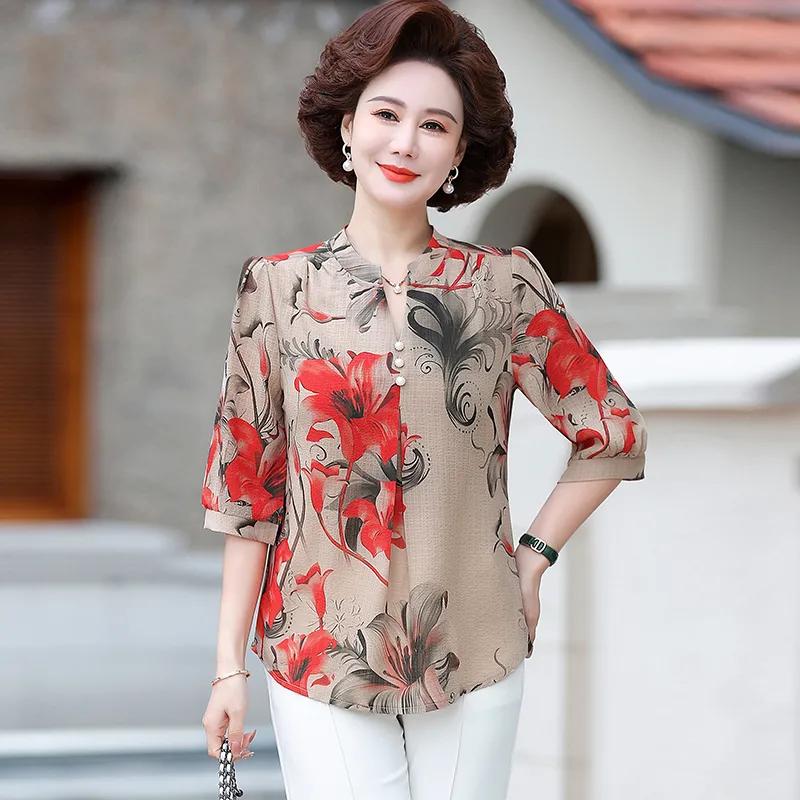 Women's Summer Plus Size Half-sleeved Sleeve V-neck Shirt Thin Comfortable Breathable Bottoming Shirt