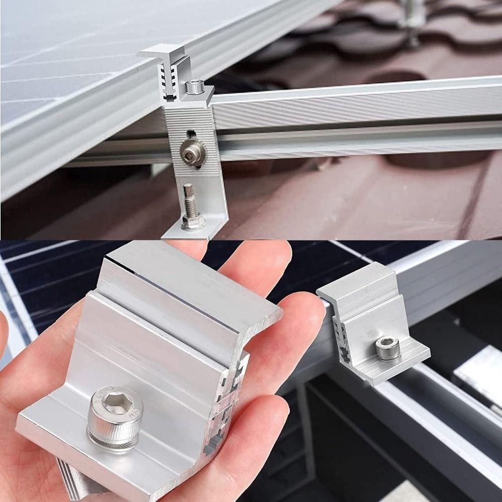 4Pcs Aluminum Solar Panel Clamps Medium Pressure Solar Rail End Clamps  Photovoltaic Support