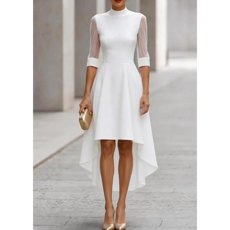 GMXIA Women's Fashion Half Turtleneck 1/2 Sleeves Summer Spring Solid Color Print Casual Dresses