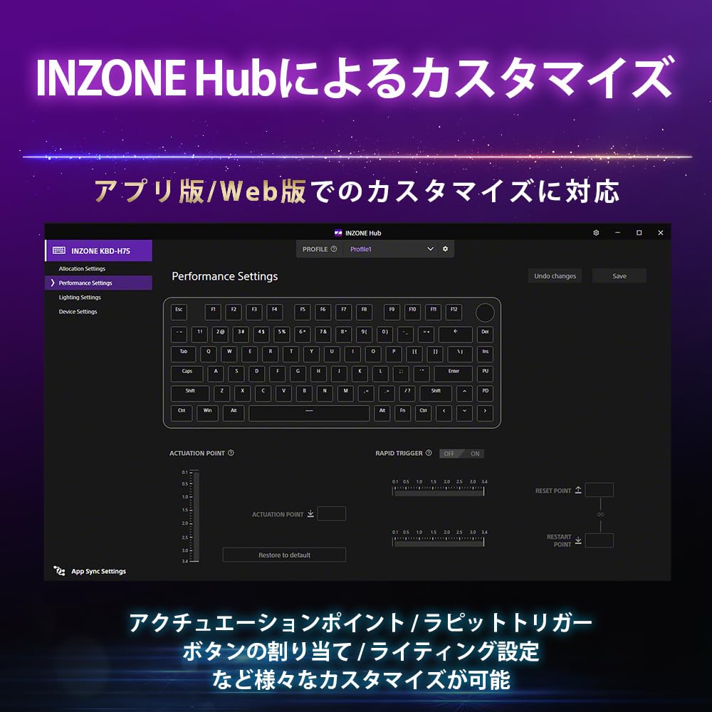 Sony INZONE Gaming with Fnatic Tenkeyless English Layout Aluminum Top Case Volume Control Dial Polling Rate Gasket Mount Rapid Trigger Size KBD-H75