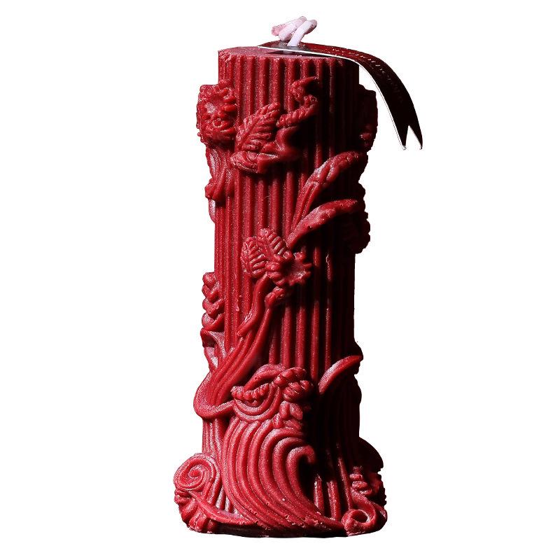 European 3D Pattern Scented Candle - Elegant Low-Temperature Pillar for Home Decor & Romantic Ambiance