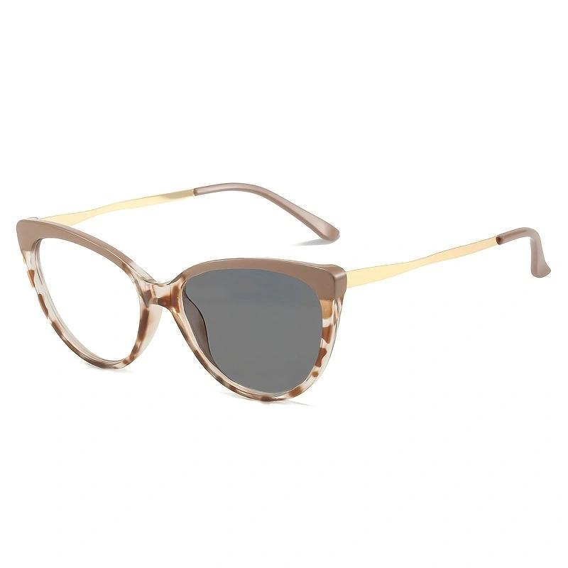 Fg Retro Photochromic Anti-Blue Light Glasses Fashionable Personalized Cat-Eye Metal Women'S Glasses