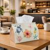 1pc Botanical Coastal Tissue Box Multifunctional, Tropical Flora Fauna Illustration Suitable for Home, Parties, And Car Decoration. This Decorative Ti