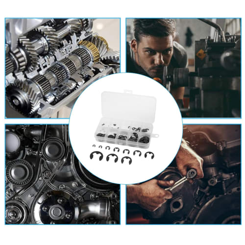 Latikaly E-Type Snap Rings, 120-Piece Set, M1.5-M10, Retaining Circlip Kit, Durable, Oil-Resistant, for Fixing Components, with Storage Box