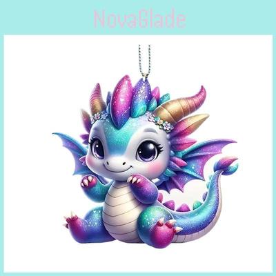New Colorful Cartoon Acrylic Flat Dragon Car Hanging Ornament For Interior Decoration