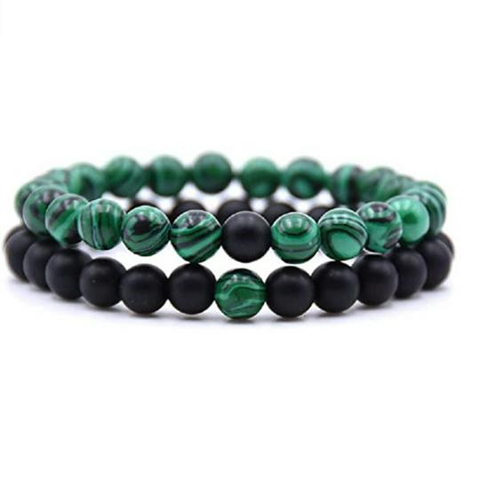 Bracelets de Couple Oeil de Tigre Mat & Pierre d'Agate - Perles de 8mm, Style Étudiant