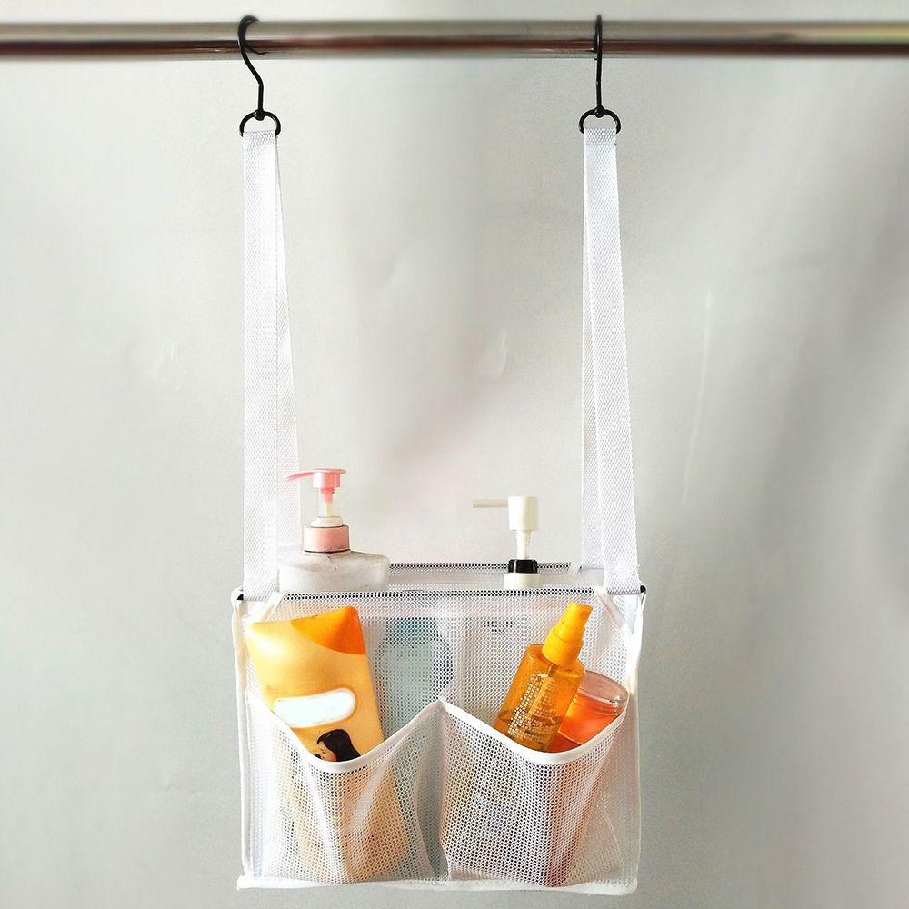 

Practical Hanging Mesh Bag Portable Bath Storage Bag Durable Shower Hanging Bag Bathroom білий