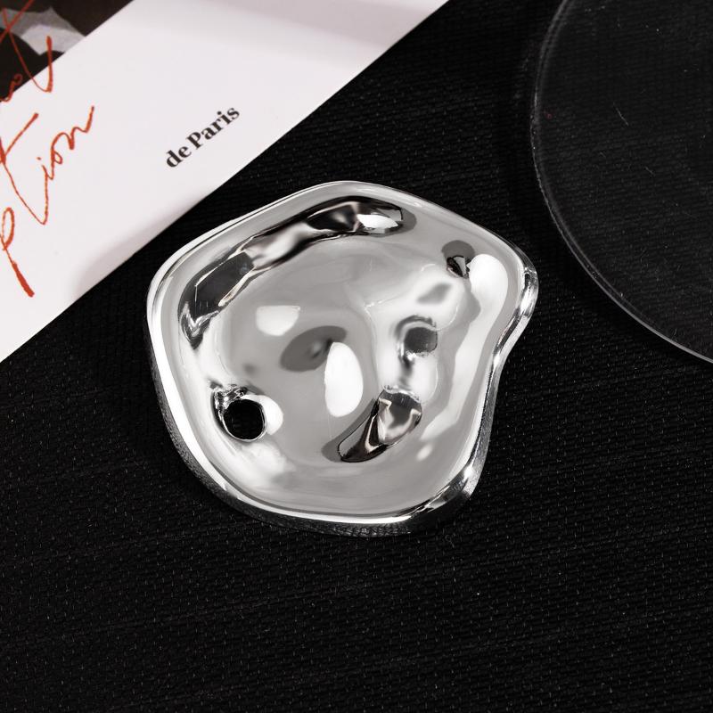 New Trendy Gold Silver Color Big Round Brooches For Women Minimalist Metal Irregular Folded Pin Brooch Jewelry Gift