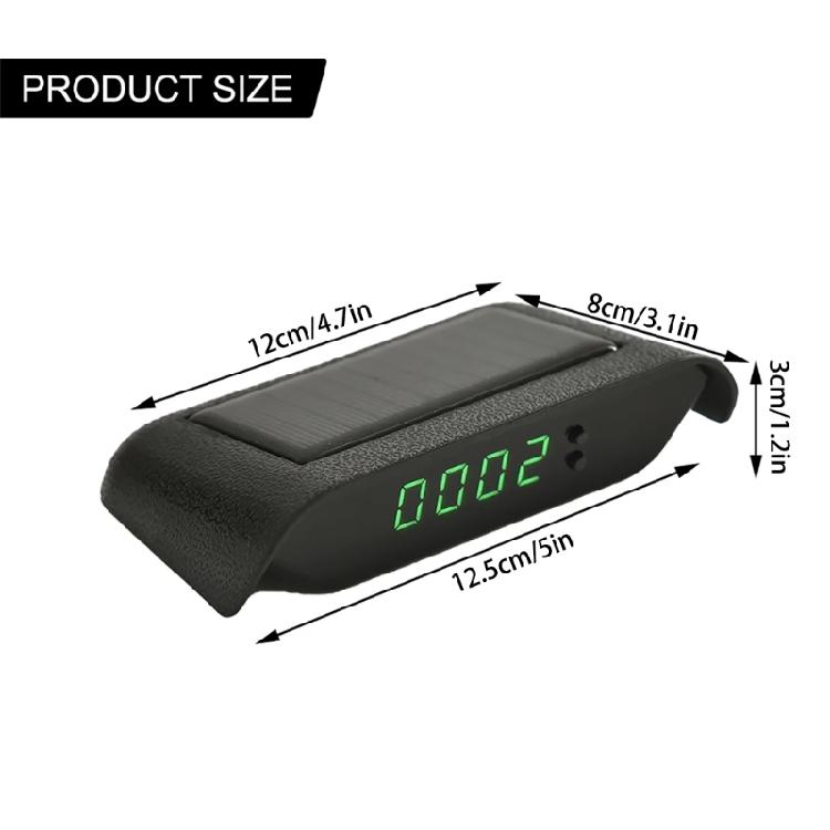 Vehicle Time & Temperature Display Noctilucence Solar Powered Dashboard Clock