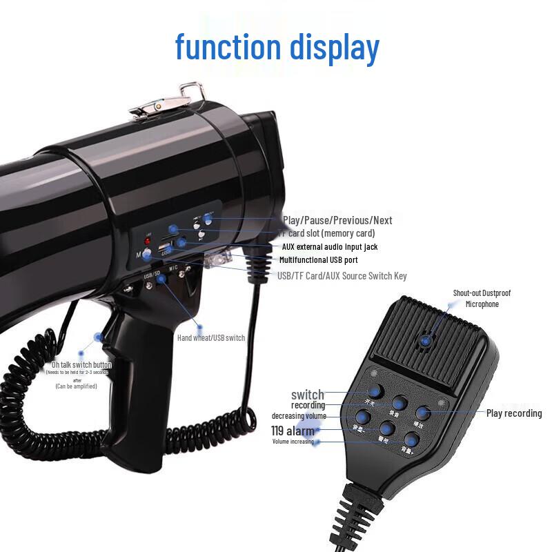 Thunder King CR-87 High-Power Handheld Megaphone CN plug (adapter included)