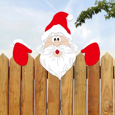 Vánoční ozdoby na plot Dřevěný vykukující Santa Zahradní dekorace Odolné proti povětrnostním vlivům Vnitřní Venkovní Dekorace na trávník Zahradu Plot