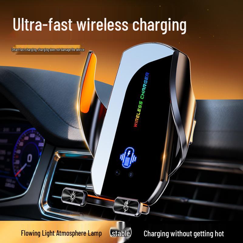 

Rechargeable Automatic Car Phone Holder with Horizontal Air Vent and Inverted Hook Design. Q29Y Auto Induction with Glass Clip чёрный