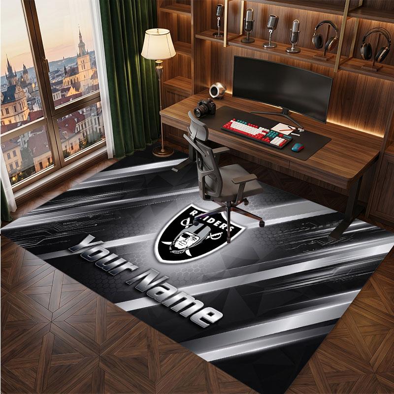 Tappeto in Cristallo Vellutato Personalizzato Las Vegas Raiders, Tappeto Morbido Antiscivolo con Testo Nome Personalizzato per Soggiorno Camera da Letto
