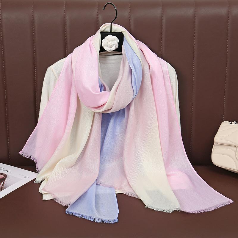 Women Gradient Color Modal Feeling Scarf Shawl for Lady Head Wrap Lady Soft Turban Scarves Solid Windproof Shawl Jersey Hijabs