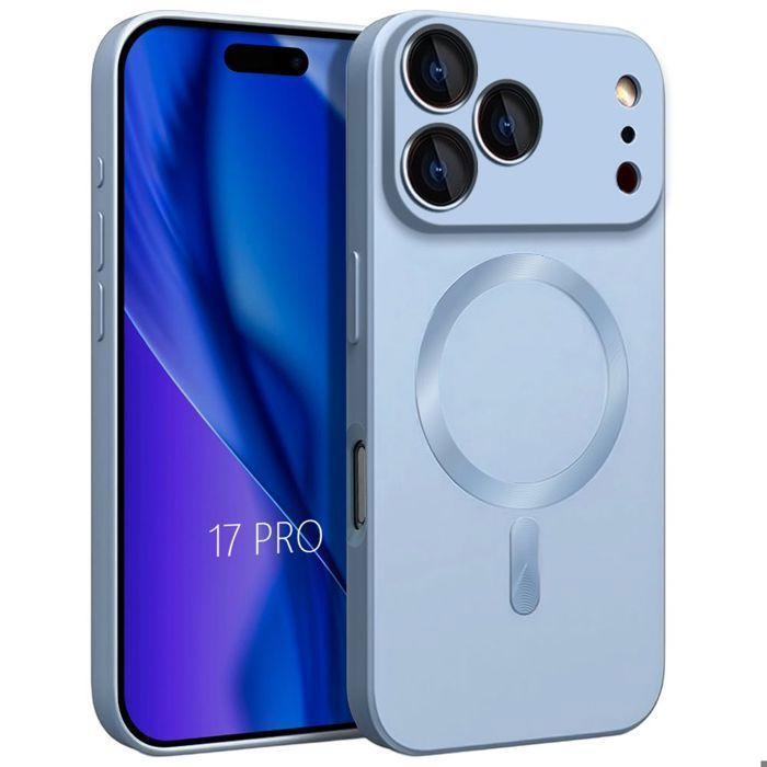 Coque de Téléphone - E.F.Connection - pour iPhone 17 Pro - Silicone Fine avec Cercle Magnétique - Bleu
