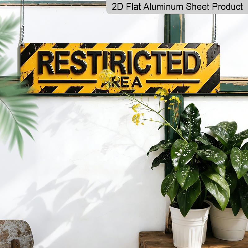 2D FLAT 1pc Restricted Area Sign Vintage Warning Aluminium Decorative Sign Wall Art Wall Decor Room Decor Home Decor Restaurant Decor Bar Decor Cafe