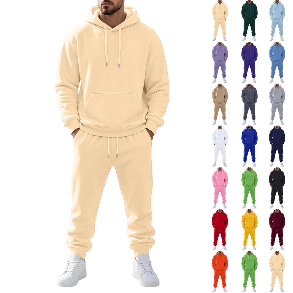Men's Pullover Hoodie Sweatshirt Athletic Set for Training and Casual Wear