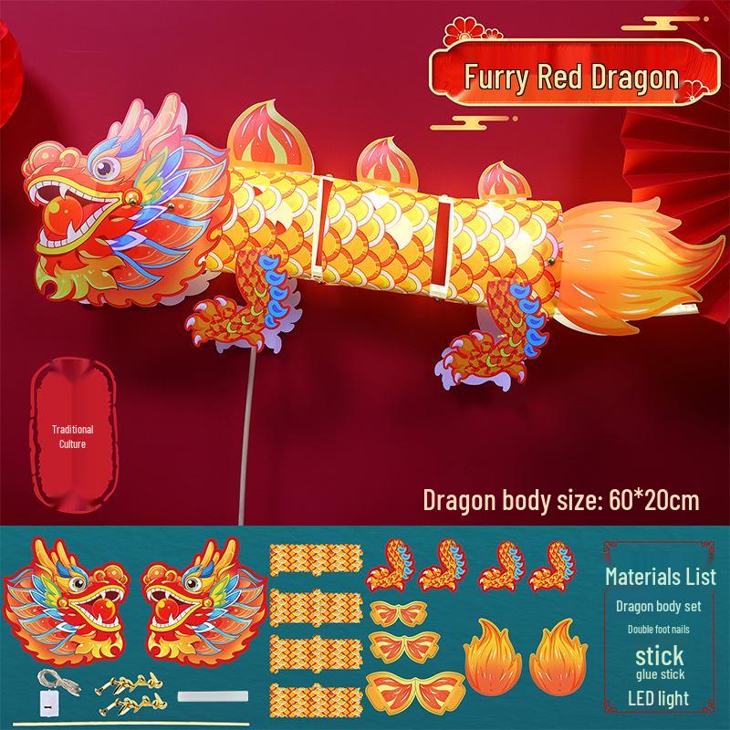 Shake Snake Dragon Lantern DIY Kit – Children's Luminous Cartoon Lantern for New Year and Spring Festival Celebrations