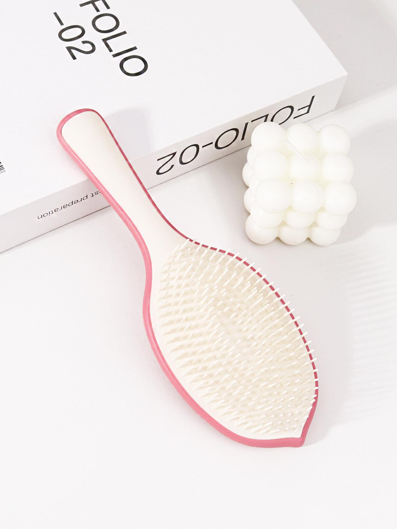 

Fluffy leaf shaped hair brush, plastic bristles scalp massage comb, anti-static,reduces frizz, suitable for daily use